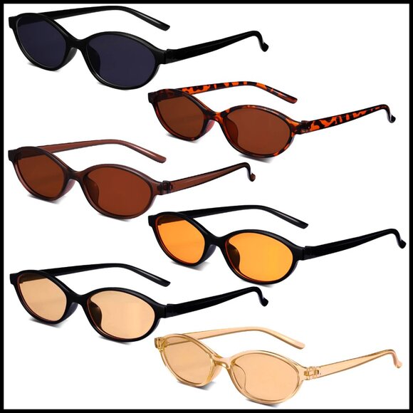 6-Pack Retro Oval Cat Eye Sunglasses UV Protection Polycarbonate Frames main image 7
